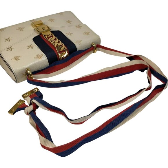 276648BA (X6) Gucci Crossbody Bag Sherry Line White Leather - Picture 3 of 9